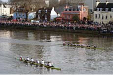 Oxford and Cambridge Race Over Rough Water.