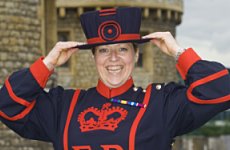 The first female Beefeater, Yeoman Warder Moira Cameron.