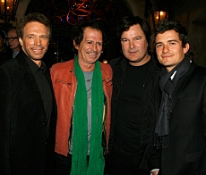 Producer Jerry Bruckheimer, musician/actor Keith Richards, Director Gore Verbinski and actor Orlando Bloom at the World Premiere of Pirates Of The Caribbean: At World's End at Disneyland on May 19th, 2007 in Anaheim, California. Kevin Winter. 2007 Disney Enterprises, Inc. All Rights Reserved