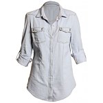 Tara Stretch Denim Shirt With Roll Up Sleeve. Boohoo.com.