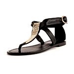 Black Beaded T-Bar Sandals. Dorothy Perkins.