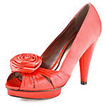 Red Satin Rose Pleat Shoes. Dorothy Perkins