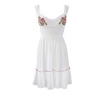 White Embroidered Cheesecloth Dress. Peacocks