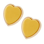 Yellow Opaque Heart Studs. Miss Selfridge.