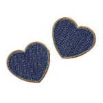 Denim Heart Studs. Miss Selfridge. 