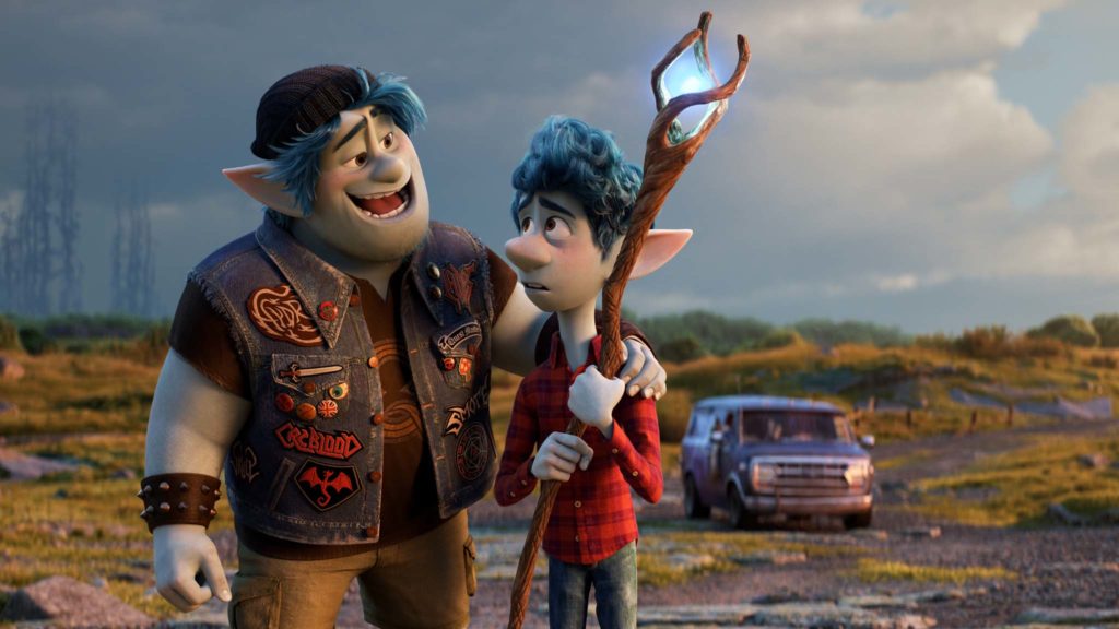 Barley Lightfoot (voiced by Chris Pratt) and Ian Lightfoot (Tom Holland) in Onward, directed by Dan Scanlon. Photo: courtesy Disney Pixar. Copyright: 2020 Disney Pixar. All Rights Reserved.