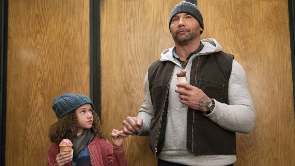 Chloe Coleman as Sophie Newton and Dave Bautista as JJ in My Spy, directed by Peter Segal. Photo: Michael Gibson. Copyright: 2018 STX Financing, LLC. All Rights Reserved.