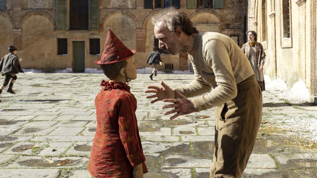 Federico Ielapi as Pinocchio and Roberto Benigni as Geppetto in Pinocchio, directed by Matteo Garrone. Photo: Greta De Lazzaris. Copyright: Vertigo Releasing. All Rights Reserved.