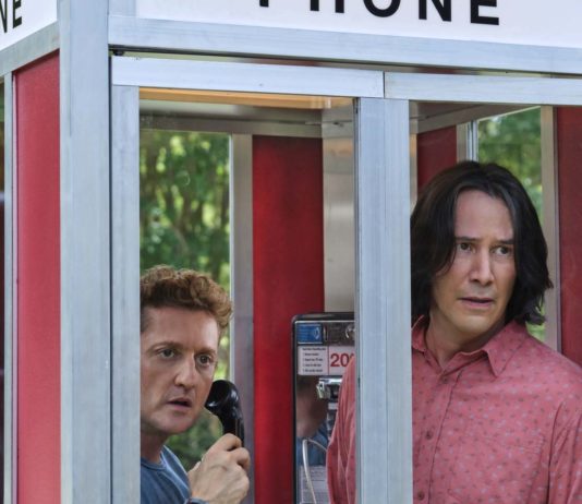 Alex Winter as Bill S Preston and Keanu Reeves as Ted Logan in Bill & Ted Face The Music, directed by Dean Parisot. Photo: Patti Perret. Copyright: 2020 Warner Bros. Entertainment. All Rights Reserved.
