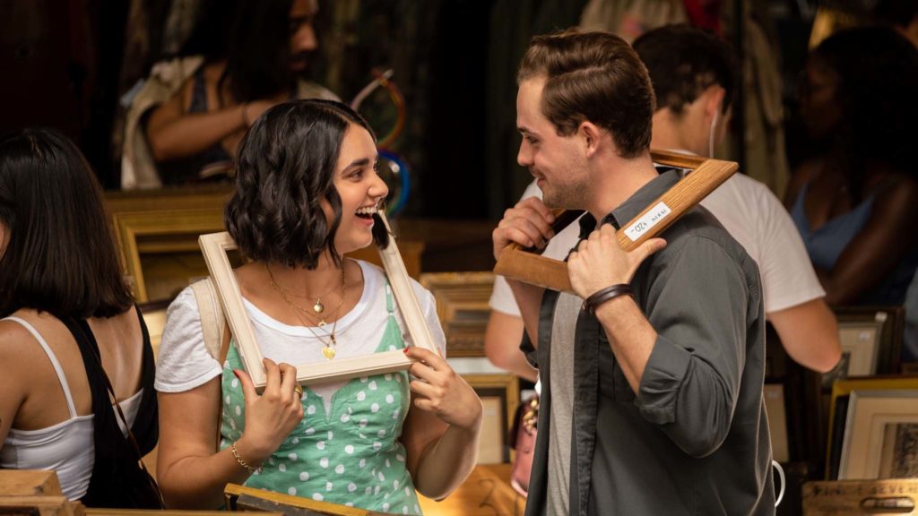 Geraldine Viswanathan as Lucy and Dacre Montgomery as Nick in The Broken Hearts Gallery, directed by Natalie Krinsky. Photo: Linda Kallerus. Copyright: 2020 Columbia TriStar Marketing Group, Inc. All Rights Reserved.