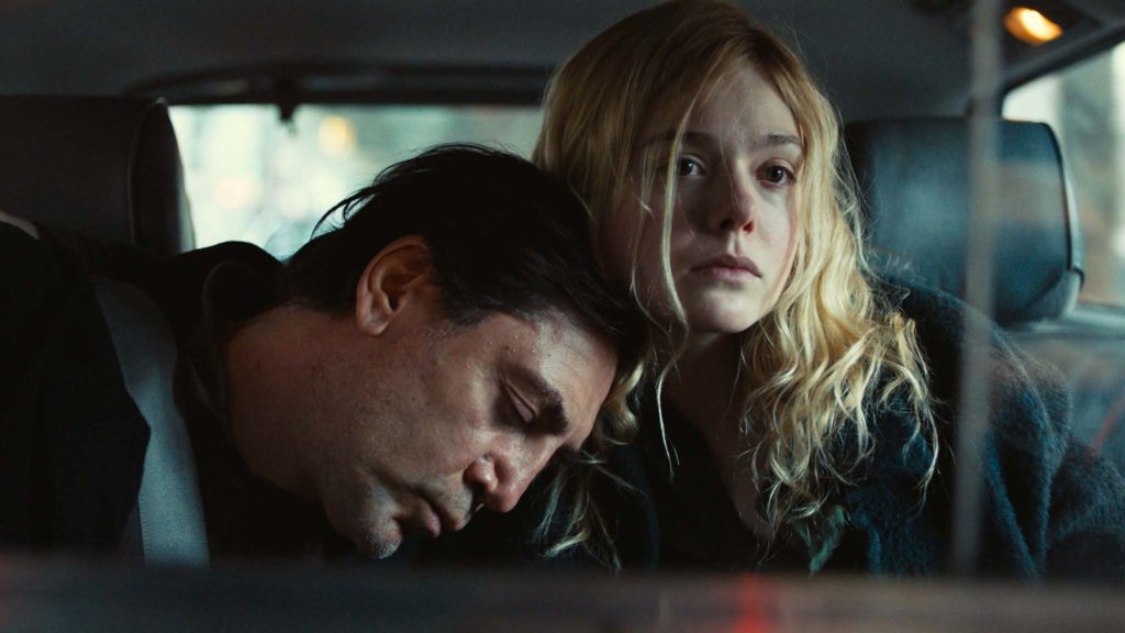 Javier Bardem as Leo and Elle Fanning as Molly in The Roads Not Taken, directed by Sally Potter. Copyright: British Broadcasting Corporation/British Film Institute/Adventure Pictures. All Rights Reserved.