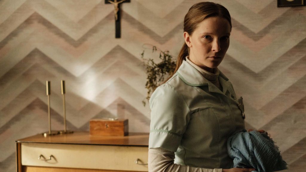 Morfydd Clark as Maud in Saint Maud, directed by Rose Glass. Photo: Angus Young. Copyright: A24 Films/StudioCanal. All Rights Reserved.