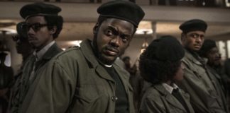 Darrell Britt-Gibson as Bobby Rush, Daniel Kaluuya as chairman Fred Hampton, Dominique Thorne as Judy Harmon and LaKeith Stanfield as Bill O’Neal in Judas And The Black Messiah, directed by Shaka King. Photo: Glen Wilson. Copyright: 2019 Warner Bros. Entertainment Inc. All Rights Reserved.