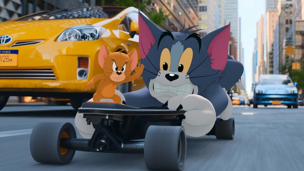 Jerry and Tom in Tom & Jerry The Movie, directed by Tim Story. Photo: courtesy Warner Bros. Pictures. Copyright: 2021 Warner Bros. Entertainment Inc. All Rights Reserved.