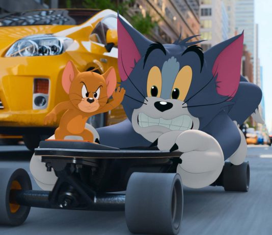 Jerry and Tom in Tom & Jerry The Movie, directed by Tim Story. Photo: courtesy Warner Bros. Pictures. Copyright: 2021 Warner Bros. Entertainment Inc. All Rights Reserved.