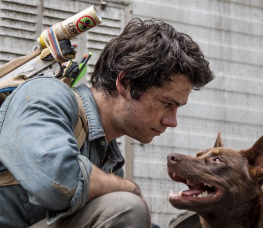 Dylan O'Brien as Joel Dawson and Boy the dog in Love And Monsters, directed by Michael Matthews. Photo: Jasin Boland. Copyright: 2019 Paramount Players, a division of Paramount Pictures. All Rights Reserved.