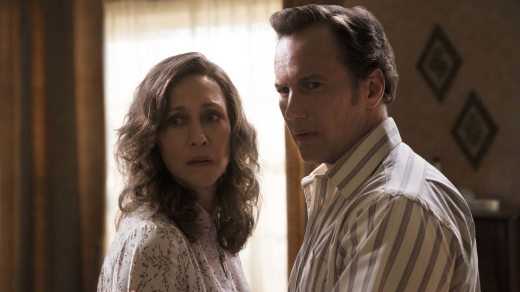 Vera Farmiga as Lorraine Warren and Patrick Wilson as Ed Warren in The Conjuring: The Devil Made Me Do It, directed by Michael Chaves. Photo: Ben Rothstein. Copyright: 2019 Warner Bros. Entertainment Inc. All Rights Reserved.