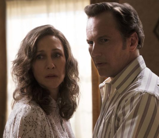 Vera Farmiga as Lorraine Warren and Patrick Wilson as Ed Warren in The Conjuring: The Devil Made Me Do It, directed by Michael Chaves. Photo: Ben Rothstein. Copyright: 2019 Warner Bros. Entertainment Inc. All Rights Reserved.