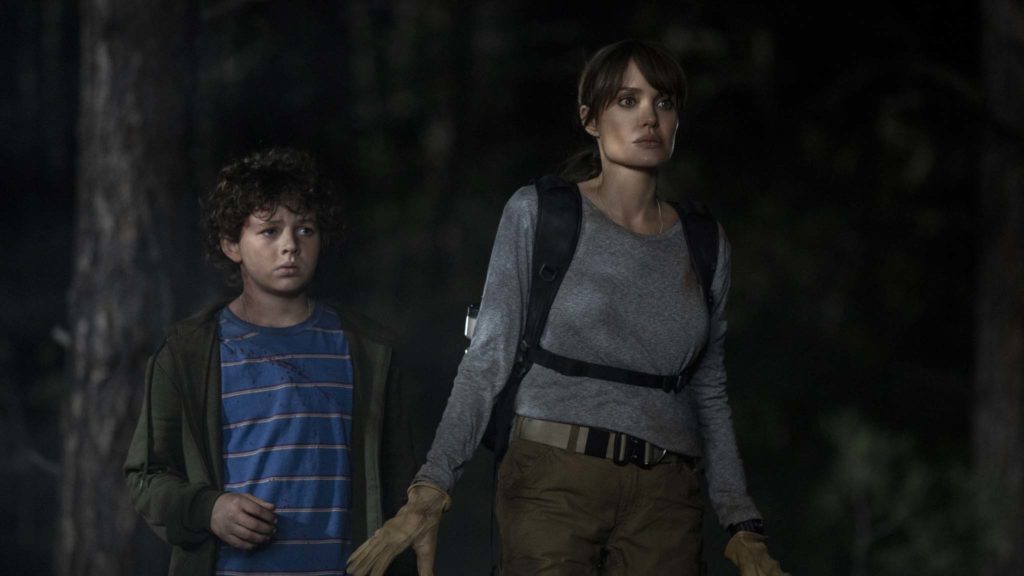 Finn Little as Connor and Angelina Jolie as Hannah in Those Who Wish Me Dead, directed by Taylor Sheridan. Photo: Emerson Miller. Copyright: 2019 Warner Bros. Entertainment Inc. All Rights Reserved.