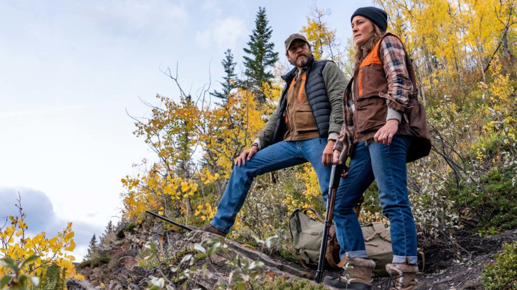 Demian Bichir as Miguel and Robin Wright as Edee in Land, directed by Wright. Photo: Daniel Power. Copyright: 2021 Focus Features, LLC . All Rights Reserved.