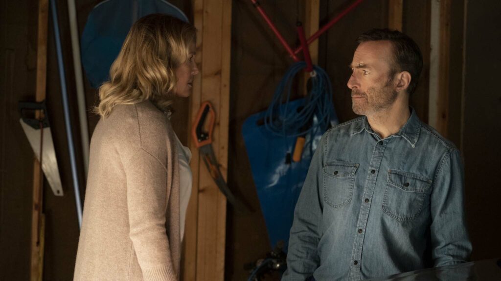 Connie Nielsen as Becca Mansell and Bob Odenkirk as Hutch Mansell in Nobody, directed by Ilya Naishuller. Photo: Allen Fraser. Copyright: 2021 Universal Studios. All Rights Reserved.