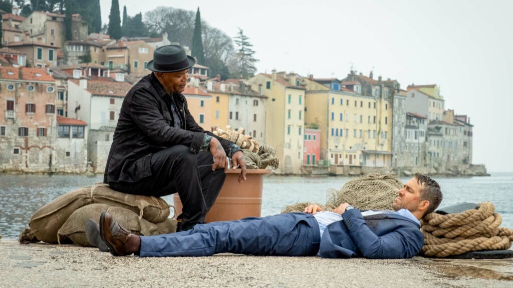 Samuel L Jackson as Darius Kincaid and Ryan Reynolds as Michael Bryce in The Hitman’s Wife’s Bodyguard, directed by Patrick Hughes. Photo: David Appleby. Copyright: Lionsgate Films. All Rights Reserved.