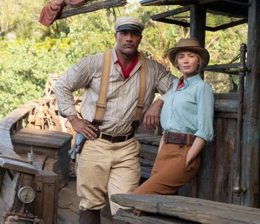 Dwayne Johnson as Frank Wolff and Emily Blunt as Lily Houghton in Jungle Cruise, directed by Jaume Collet-Serra. Photo: Frank Masi. Copyright: 2020 Disney Enterprises, Inc. All Rights Reserved.