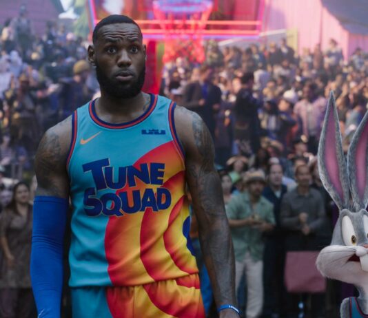 LeBron James and Bugs Bunny in Space Jam: A New Legacy, directed by Malcolm D Lee. Photo: courtesy of Warner Bros. Pictures. Copyright: 2021 Warner Bros. Entertainment Inc. All Rights Reserved.