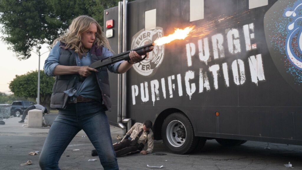 Leven Rambin as Harper Tucker in The Forever Purge, directed by Everardo Valerio Gout. Photo: Jake Giles Netter. Copyright: 2021 Universal Studios. All Rights Reserved.