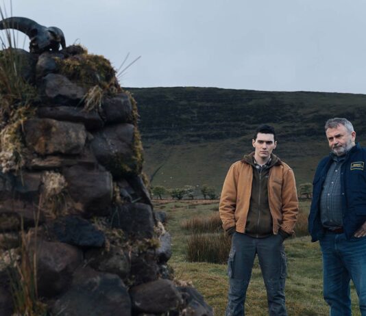 Jack Rowan as Eugene Moffat and Nigel O'Neill as Francie Moffat in Boys From County Hell, directed by Chris Baugh. Photo: Aidan Monaghan. Copyright: Vertigo Releasing/BFCH. All Rights Reserved.
