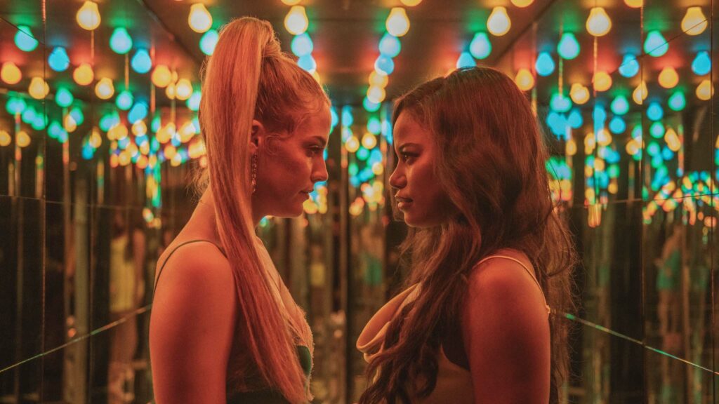 Riley Keough as Stefani and Taylour Paige as Zola in Zola, directed by Janicza Bravo. Photo: Anna Kooris. Copyright: A24 Films. All Rights Reserved.