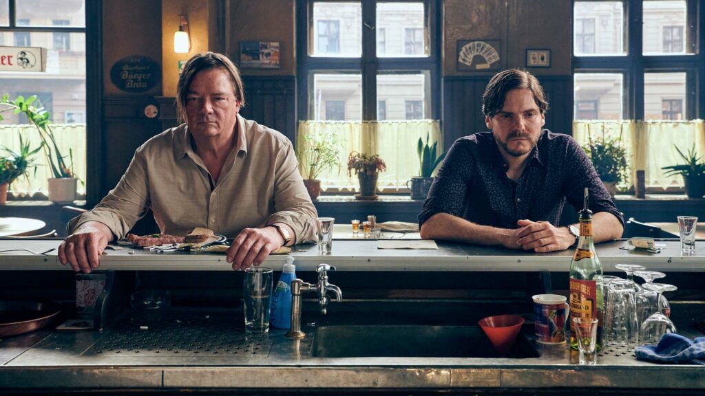 Peter Kurth and Daniel Bruhl star in Next Door, directed by Burhl. Photo: Reiner Bajo. Copyright: Curzon Artificial Eye. All Rights Reserved.