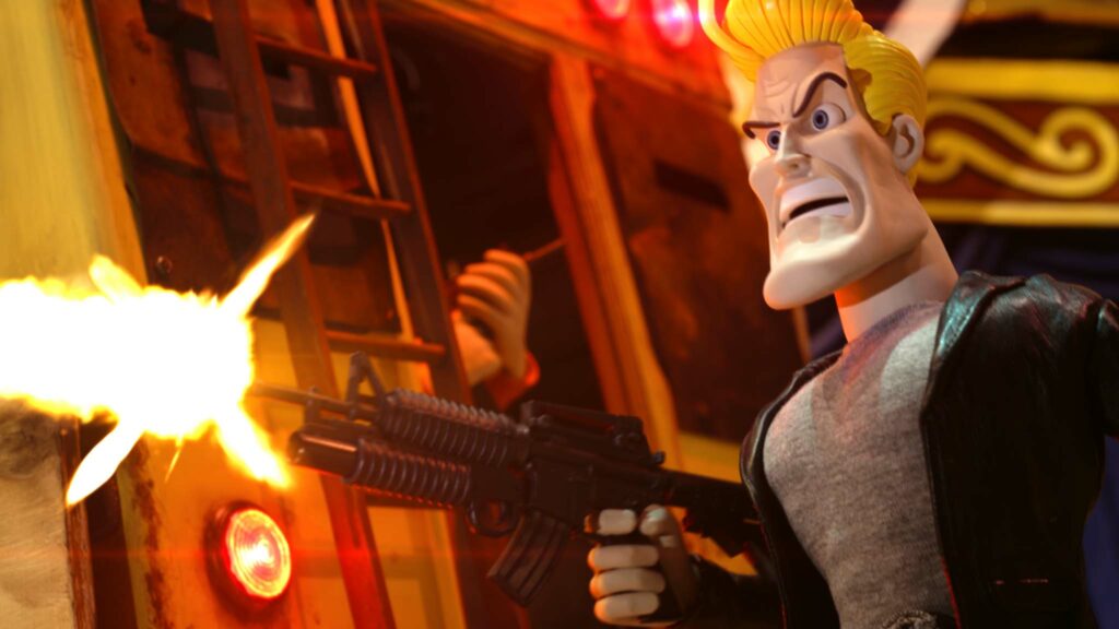 Chuck Steel (voiced by Mike Mort) in Chuck Steel: Night Of The Trampires, directed by Mike Mort. Copyright: Animortal Studios. All Rights Reserved.