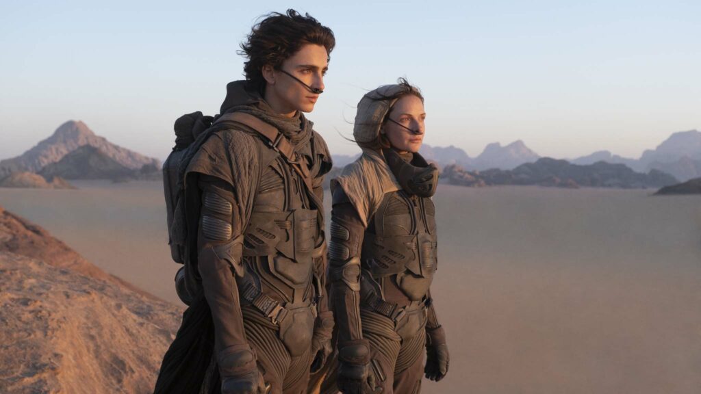 Timothee Chalamet as Paul Atreides and Rebecca Ferguson as Lady Jessica Atreides in Dune, directed by Denis Villeneuve. Photo: Chiabella James. Copyright: 2019 Warner Bros. Entertainment Inc. All Rights Reserved.