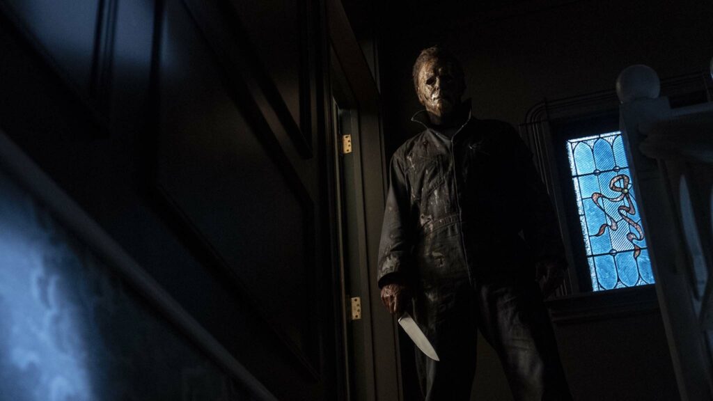 Michael Myers aka The Shape in Halloween Kills, directed by David Gordon Green. Photo: Ryan Green. Copyright: 2021 Universal Studios. All Rights Reserved.