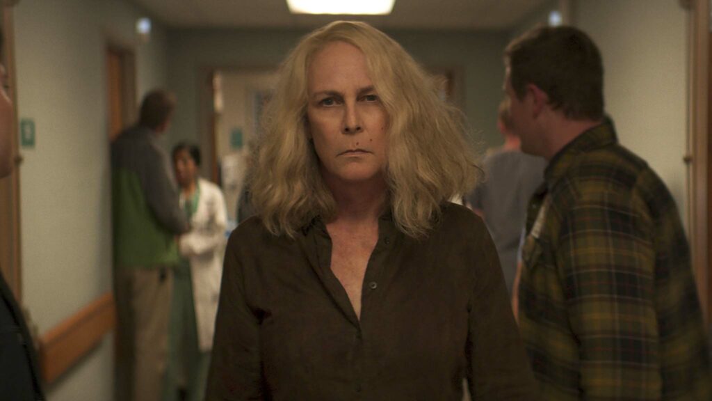 Jamie Lee Curtis as Laurie Strode in Halloween Kills, directed by David Gordon Green. Copyright: 2021 Universal Studios. All Rights Reserved.