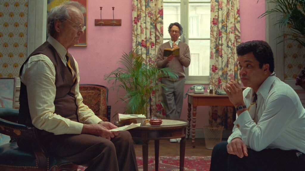 Bill Murray, Wally Wolodarsky and Jeffrey Wright in The French Dispatch, directed by Wes Anderson. Photo: courtesy Searchlight Pictures. Copyright: 2021 20th Century Studios. All Rights Reserved.