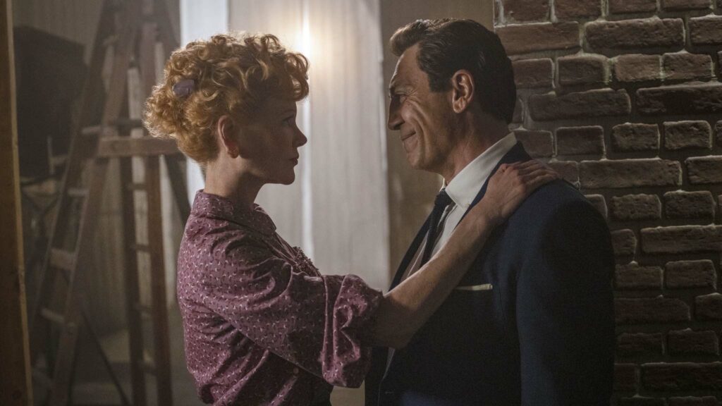 Nicole Kidman as Lucille Ball and Javier Bardem as Desi Arnaz in Being The Ricardos, directed by Aaron Sorkin. Photo: Glen Wilson. Copyright: 2021 Amazon Content Services LLC. All Rights Reserved.