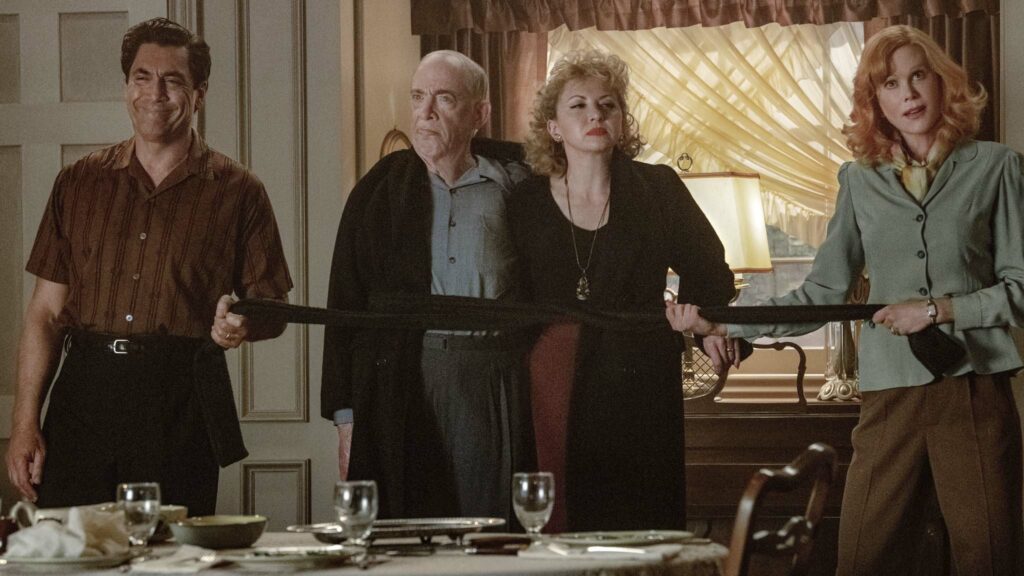 Javier Bardem as Desi Arnaz, JK Simmons as William Frawley, Nina Arianda as Vivian Vance and Nicole Kidman as Lucille Ball in Being The Ricardos, directed by Aaron Sorkin. Photo: Glen Wilson. Copyright: 2021 Amazon Content Services LLC. All Rights Reserved.