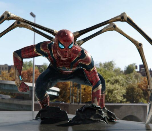 Tom Holland as Spider-Man in Spider-Man: No Way Home, directed by Jon Watts. Copyright: 2021 CTMG, Inc./Marvel. All Rights Reserved.