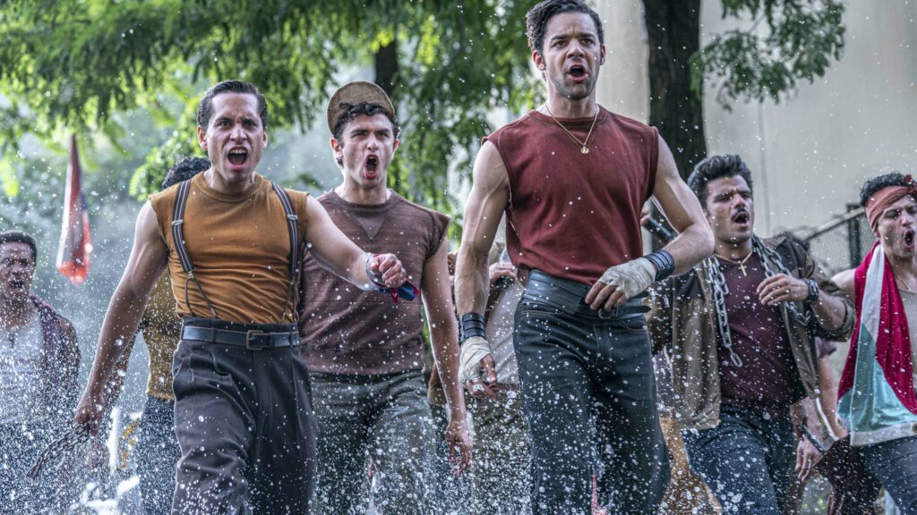 Sebastian Serra as Braulio, Ricky Ubeda as Flaco and David Alvarez as Bernardo in West Side Story, directed by Steven Spielberg. Photo: Niko Tavernise. Copyright: 2021 20th Century Studios. All Rights Reserved.