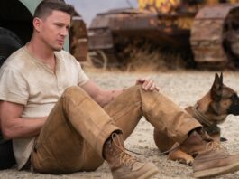 Channing Tatum as Briggs and Lulu the Belgian Malinois in Dog, directed by Reid Carolin and Channing Tatum. Photo: Hilary Bronwyn Gayle/SMPSP. Copyright: 2022 Metro-Goldwyn-Mayer Pictures Inc. All Rights Reserved.