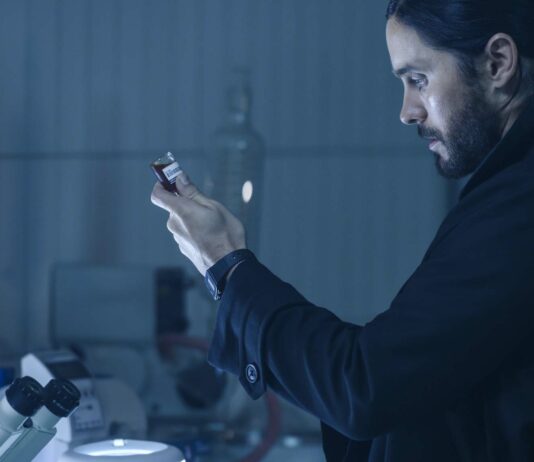 Jared Leto as Dr Michael Morbius in Morbius, directed by Daniel Espinoza. Photo: Jay Maidment. Copyright: CTMG, Inc. All Rights Reserved.