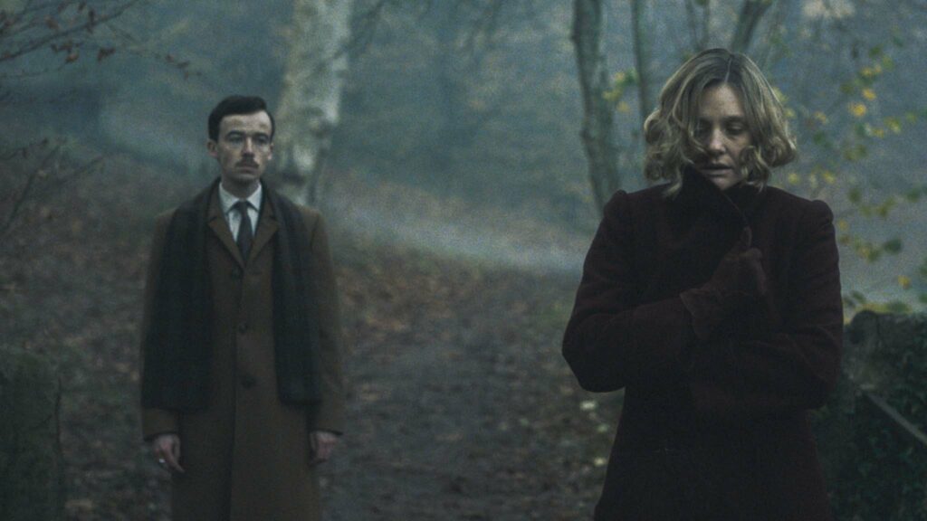 Alex Lawther as Laurence and Romola Garai as Celeste in Earwig, directed by Lucile Hadzihalilovic. Copyright: Anti-Worlds/Petit Film/FraKas Productions/The British Film Institute/Channel Four Television Corporation. All Rights Reserved.