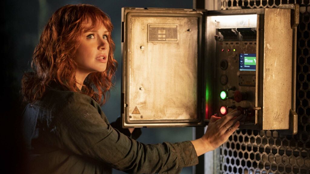 Bryce Dallas Howard as Claire Dearing in Jurassic World: Dominion, directed by Colin Trevorrow. Photo: John Wilson. Copyright: 2022 Universal Studios and Amblin Entertainment. All Rights Reserved.