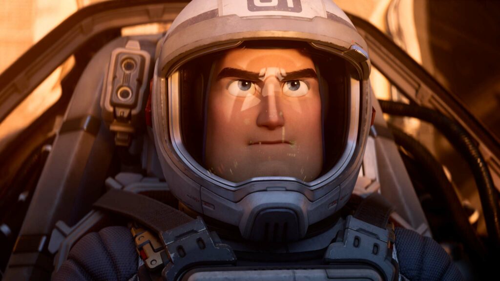 Buzz Lightyear (voiced by Chris Evans) in Lightyear, directed by Angus MacLane. Copyright: 2022 Disney/Pixar. All Rights Reserved.