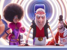 Stronghold (voiced by Danny Trejo), Belle Bottom (Taraji P Henson), Wild Knuckles (Alan Arkin), Jean Clawed (Jean-Claude Van Damme), Svengeance (Dolph Lundgren) and Nun-Chuck (Lucy Lawless) in Minions: The Rise Of Gru, directed by Kyle Balda, Brad Ableson and Jonathan del Val. Copyright: 2022 Universal Studios. All Rights Reserved.