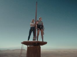 Grace Fulton as Becky and Virginia Gardner as Hunter in Fall, directed by Scott Mann. Copyright: Signature Entertainment. All Rights Reserved.