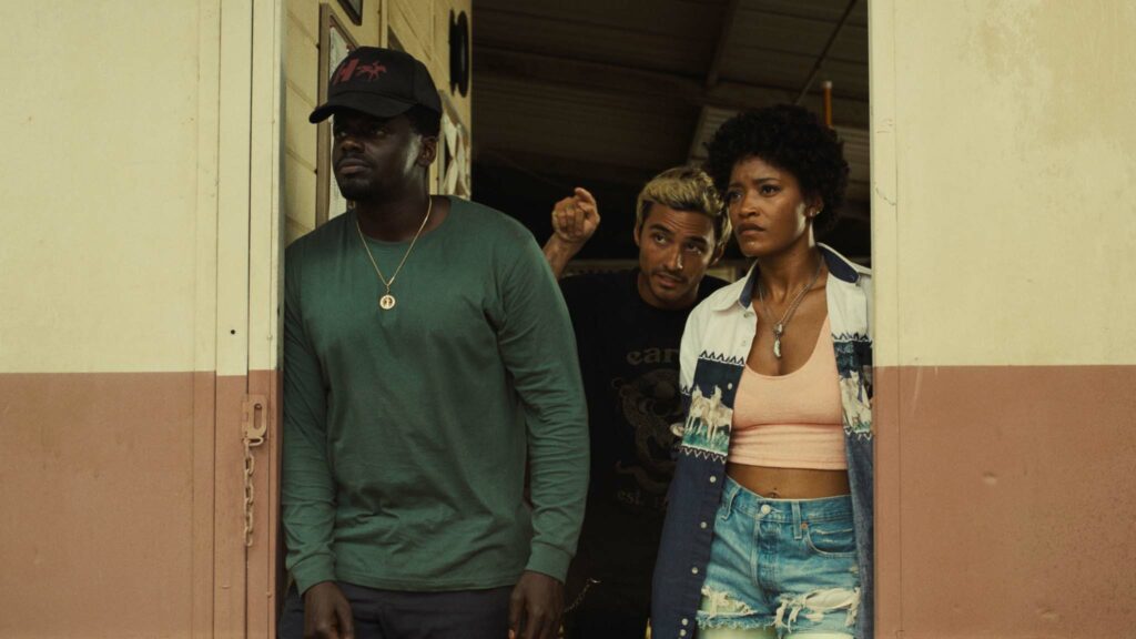 Daniel Kaluuya as OJ Haywood, Brandon Perea as Angel Torres and Keke Palmer as Emerald Haywood in Nope, directed by Jordan Peele. Copyright: Universal Studios. All Rights Reserved.