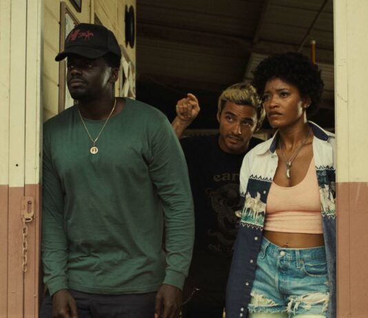 Daniel Kaluuya as OJ Haywood, Brandon Perea as Angel Torres and Keke Palmer as Emerald Haywood in Nope, directed by Jordan Peele. Copyright: Universal Studios. All Rights Reserved.